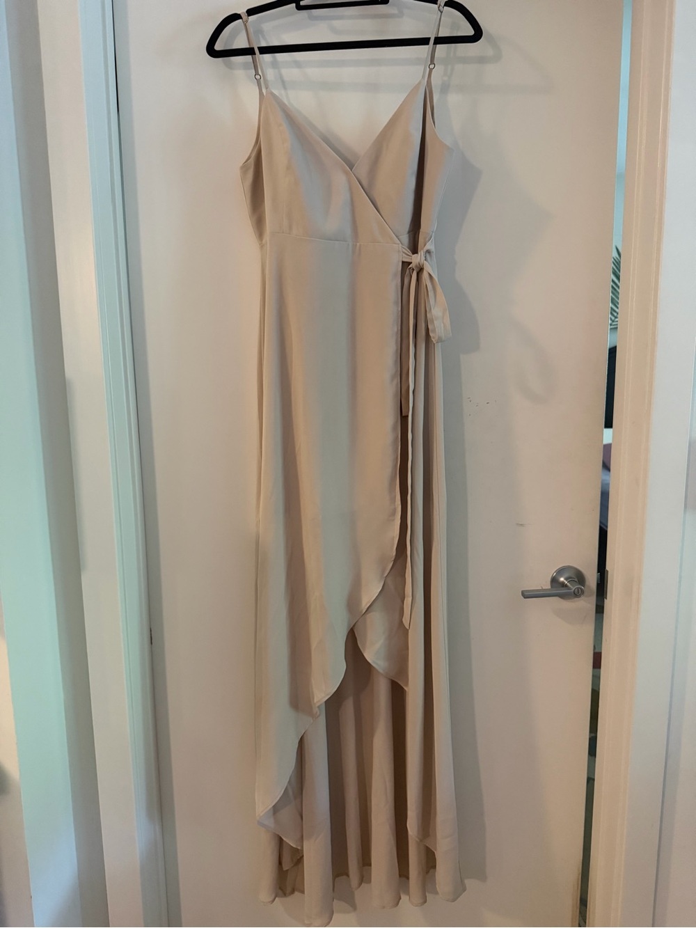 Sleeveless Cream Wrap Maxi Dress with Tie Waist